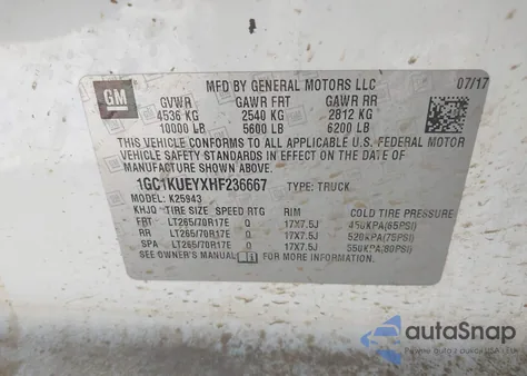 2017 Chevrolet Silverado 2500Hd Wt from USA, damaged, VIN 1GC1KUEYXHF236667